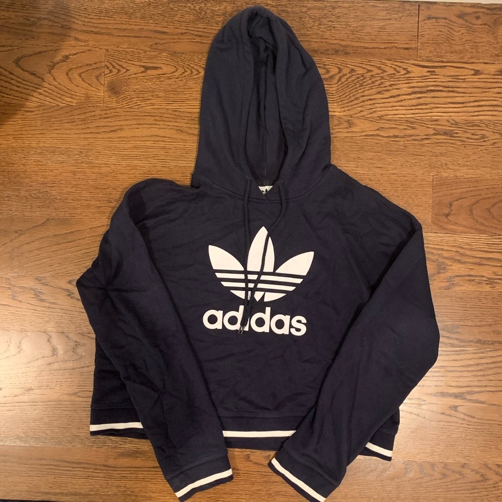 Navy blue adidas logo hoodie